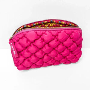 Benefit Cosmetics Pink Puff Quilted Makeup Pouch Brand New